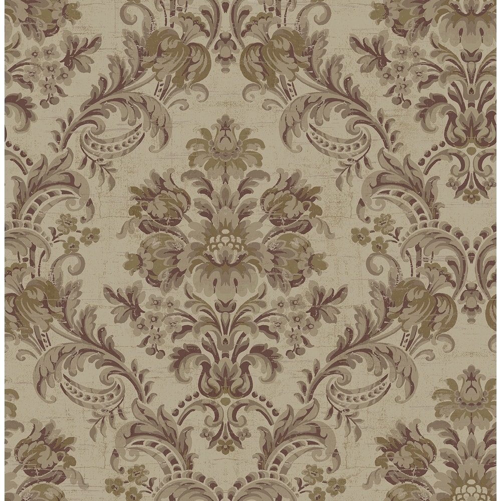 Seabrook Designs Berit Floral Damask Unpasted Wallpaper