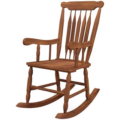 Poplar Wood Rocking Chair with PU Coating and Comfortable Arms