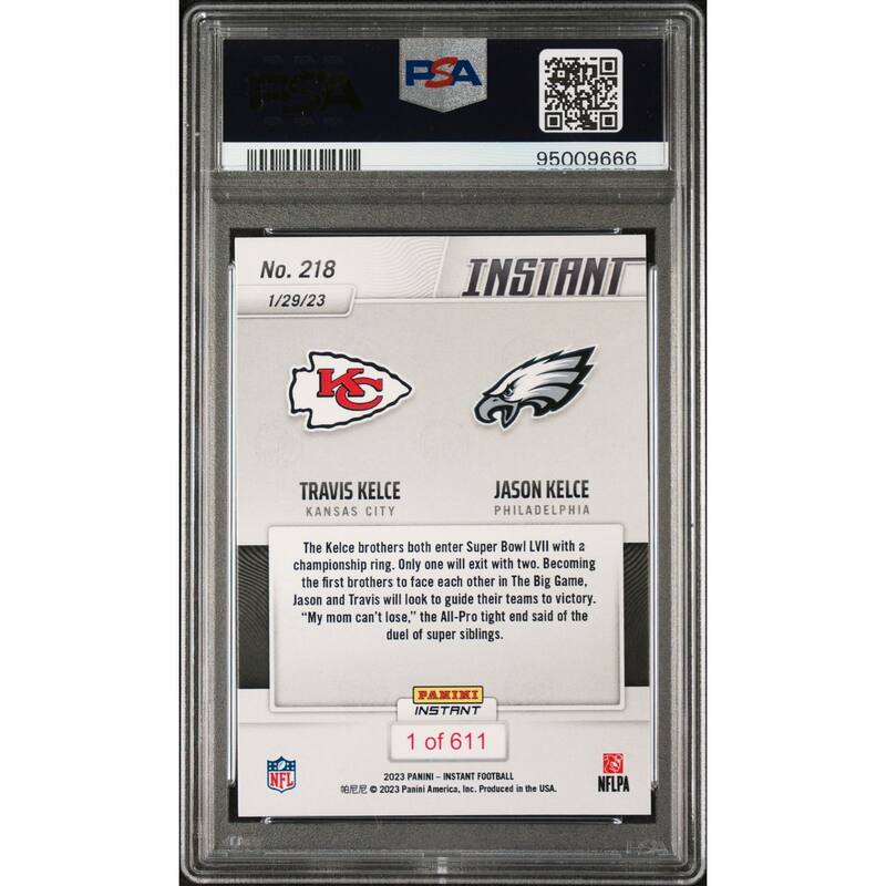 Jason Kelce 2022 Panini Instant Signed Football Card #218 Auto PSA 10 95009666 - 8'6" x 11'6"