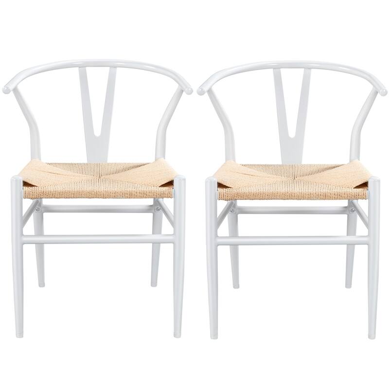 Yaheetech Modern Weave Y-Shaped Dining Chair with Solid Metal Frame