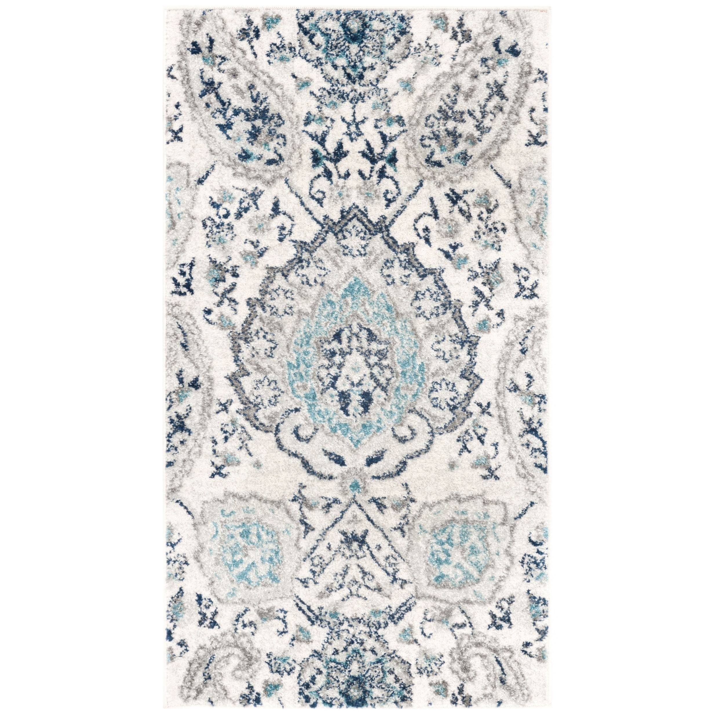 Silver 2'3 x 8' SAFAVIEH Madison Collection MAD600D Boho Chic Glam Paisley Non-Shedding Living Room Entryway Foyer Hallway Bedroom Runner Cream 