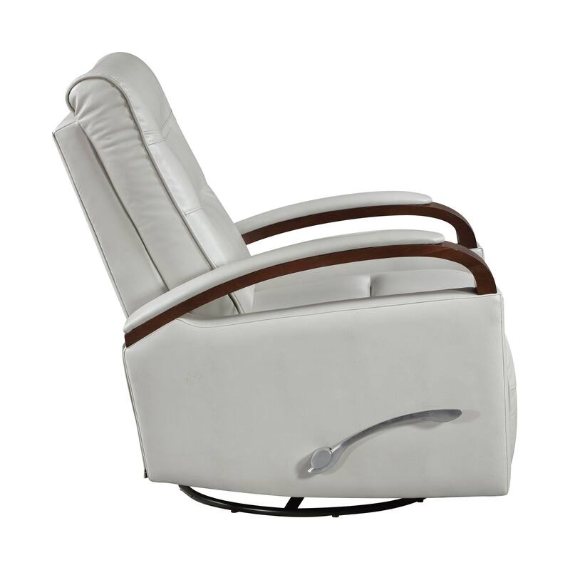 Meredith 31.5" Faux Leather Swivel Glider Recliner - Rubberwood Arm