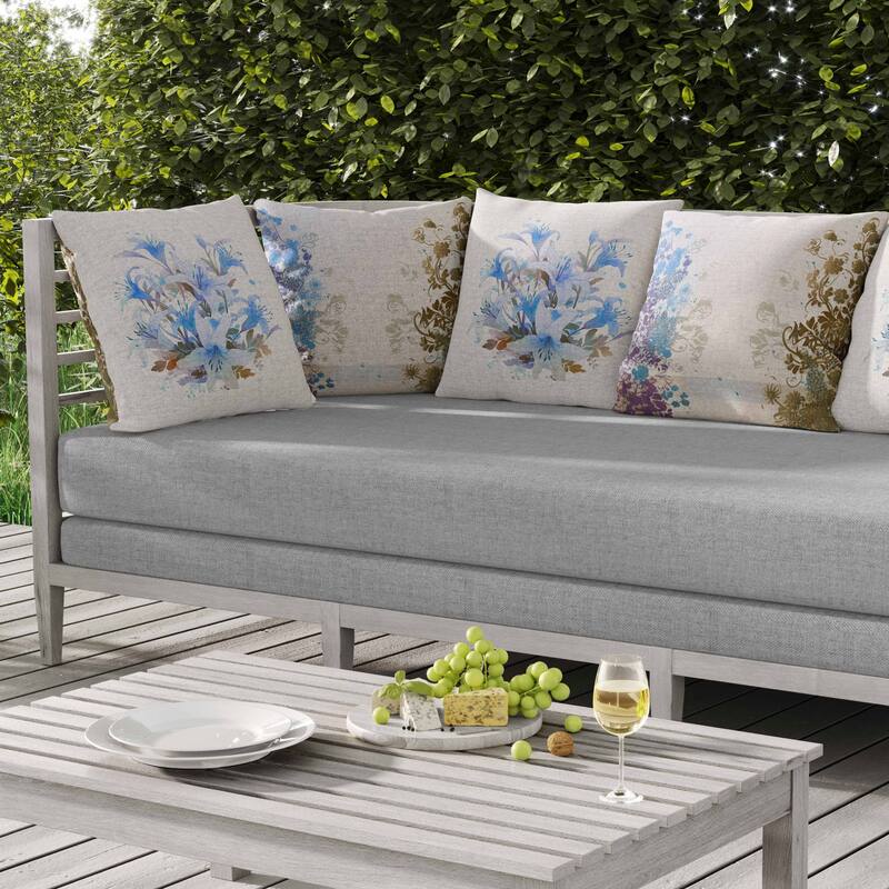 Lily Mist Serenity Indoor/Outdoor Reversible Throw Pillow Blue and Purple