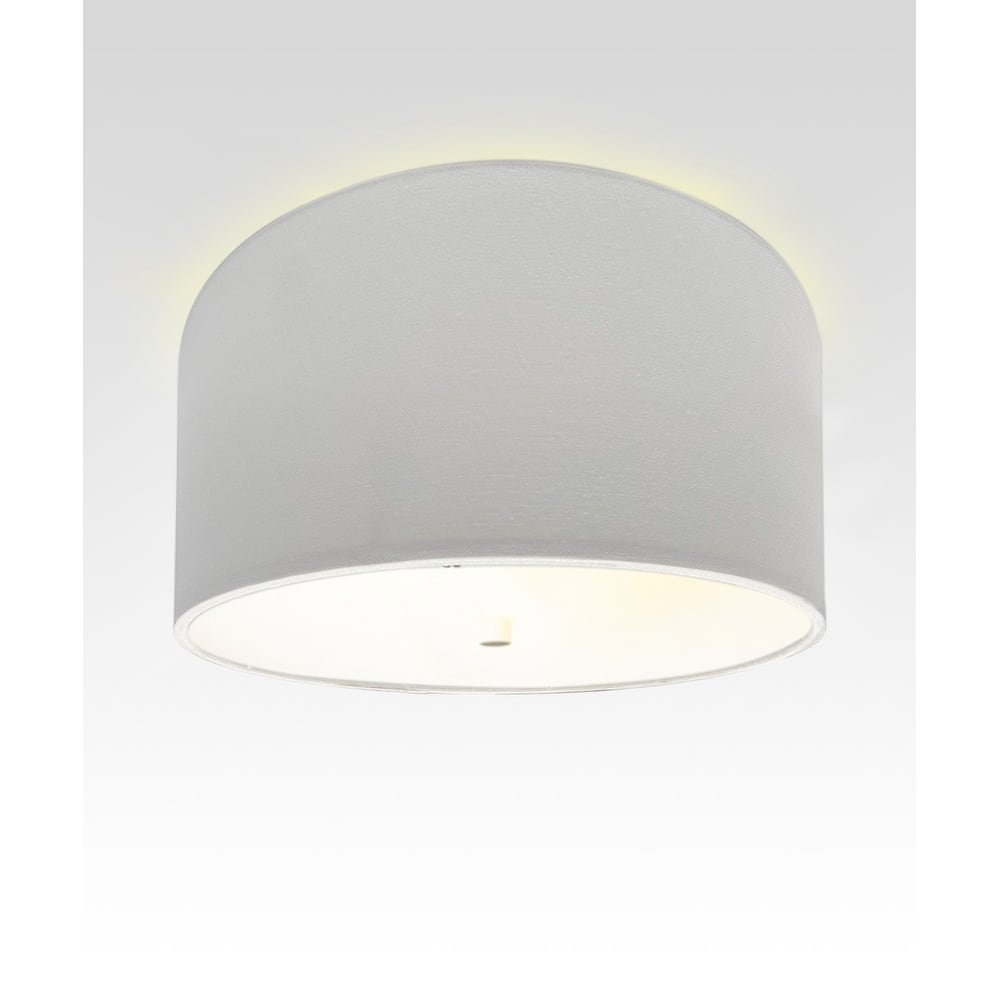 Moderne Flush Mount Conversion Kit 14"w White Hardback Drum Lampshade - N/A