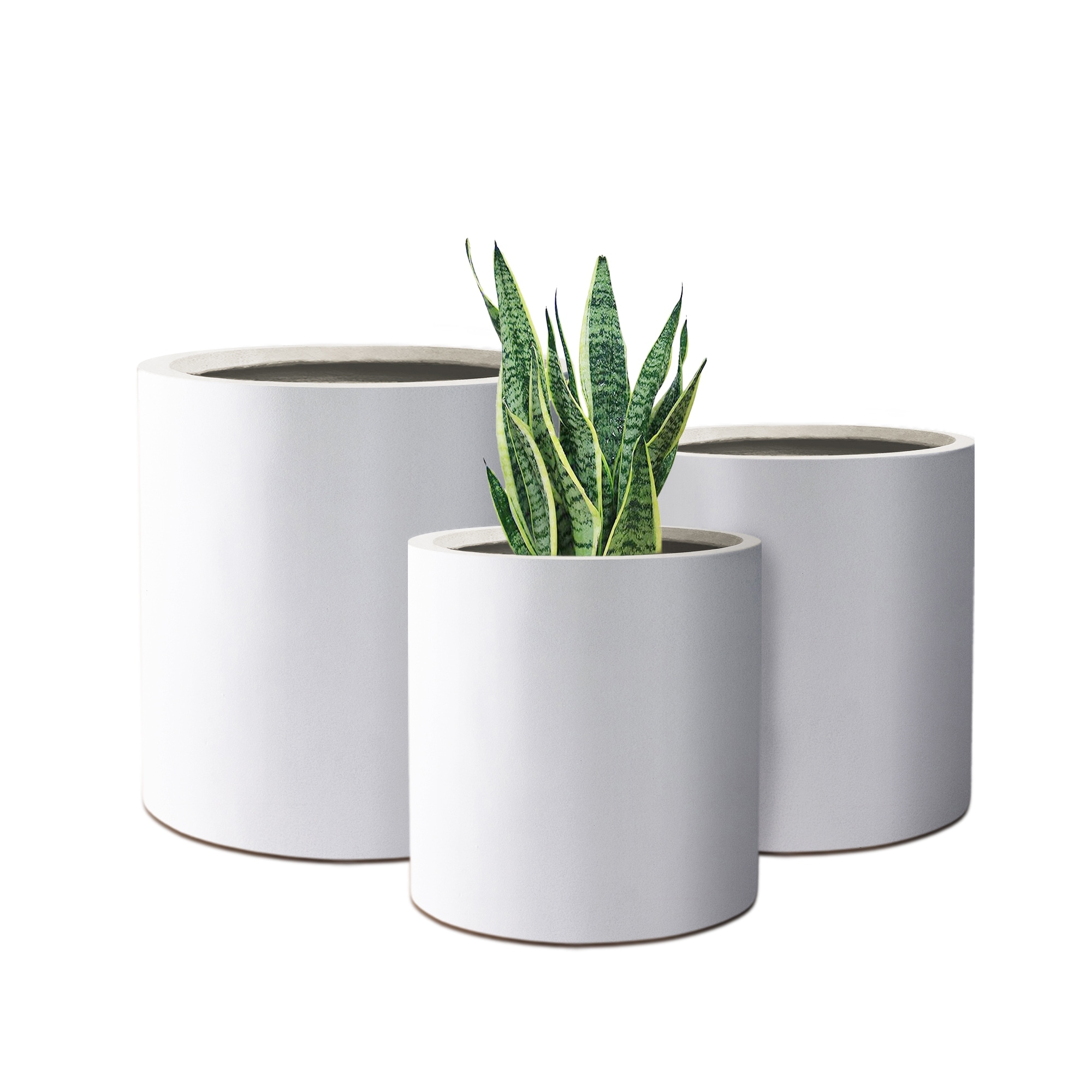 Plantara 16 inch, 13 inch, & 10 inch D Solid White Outdoor planter,Flower Pot (Set of 3),Modern Round Plant Pot for Garden, Size: Brown