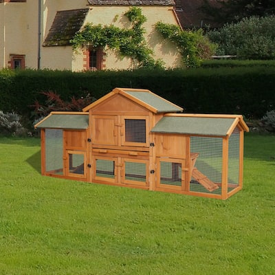 2-Tier Large Bunny Cage with 2 Runs and Waterproof Roof