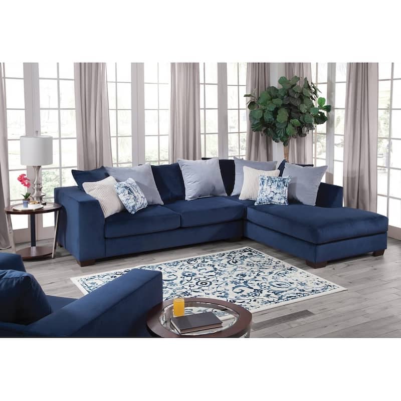 American Furniture Classics Casual Comfort Series Blue L Shaped Sectional Sofa