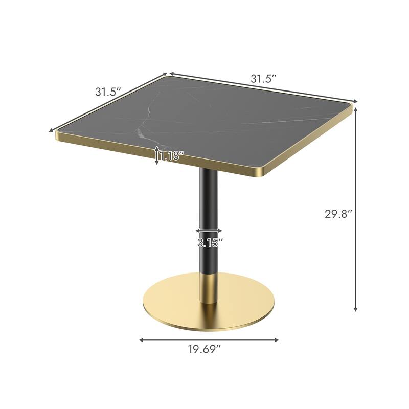 Square Modern Dinning Table 31.5 inches Bistro Table Tulip Table with Faux Marble top - Light Slate Grey