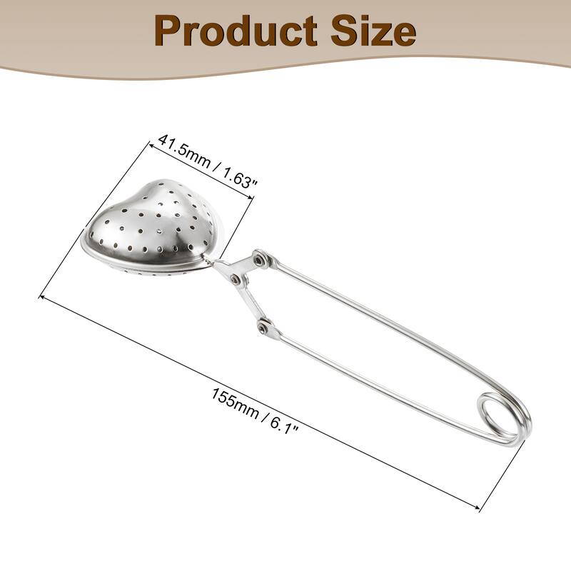 1 Pcs Heart Snap Tea Ball Infuser, Tea Strainer with Handle - Silver
