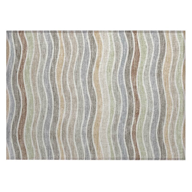 Machine Washable Indoor/ Outdoor Contemporary Stripe Chantille Rug
