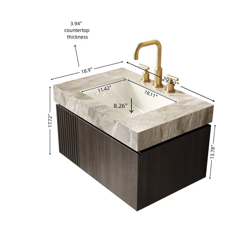 Floating Bathroom Vanity with 3 Pre-drilled Faucet Holes