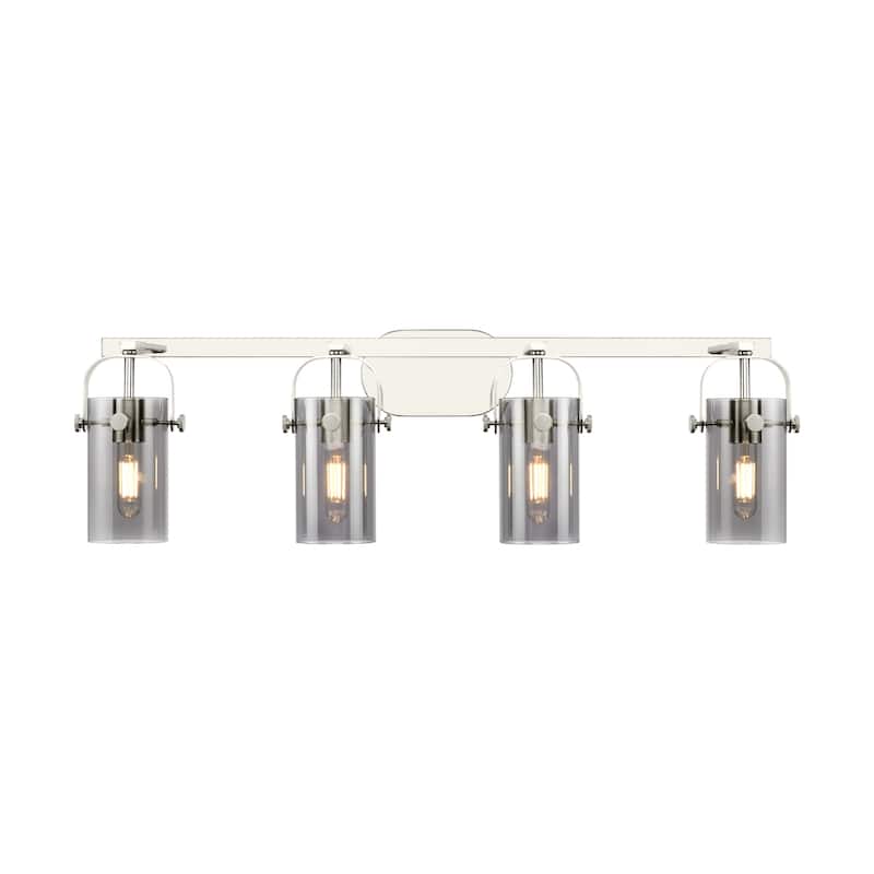 Innovations Lighting 423-4W-10-35 Pilaster II Cylinder Vanity Pilaster - Polished Nickel / Plated Smoke