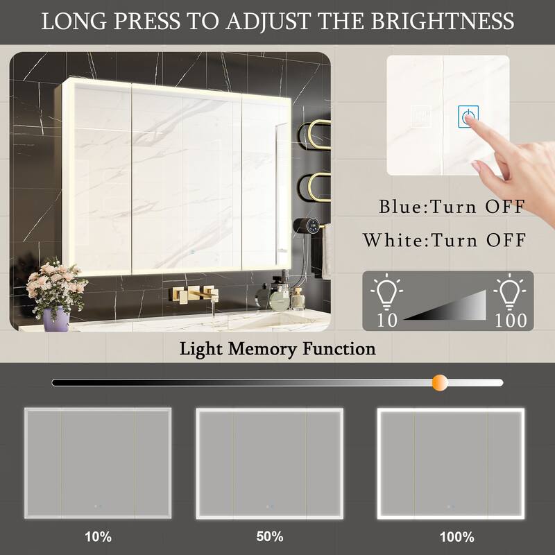 Eco-Friendly LED Light Mirror Adjustable FogResistant Storage Solution - 45.9"x34.6"