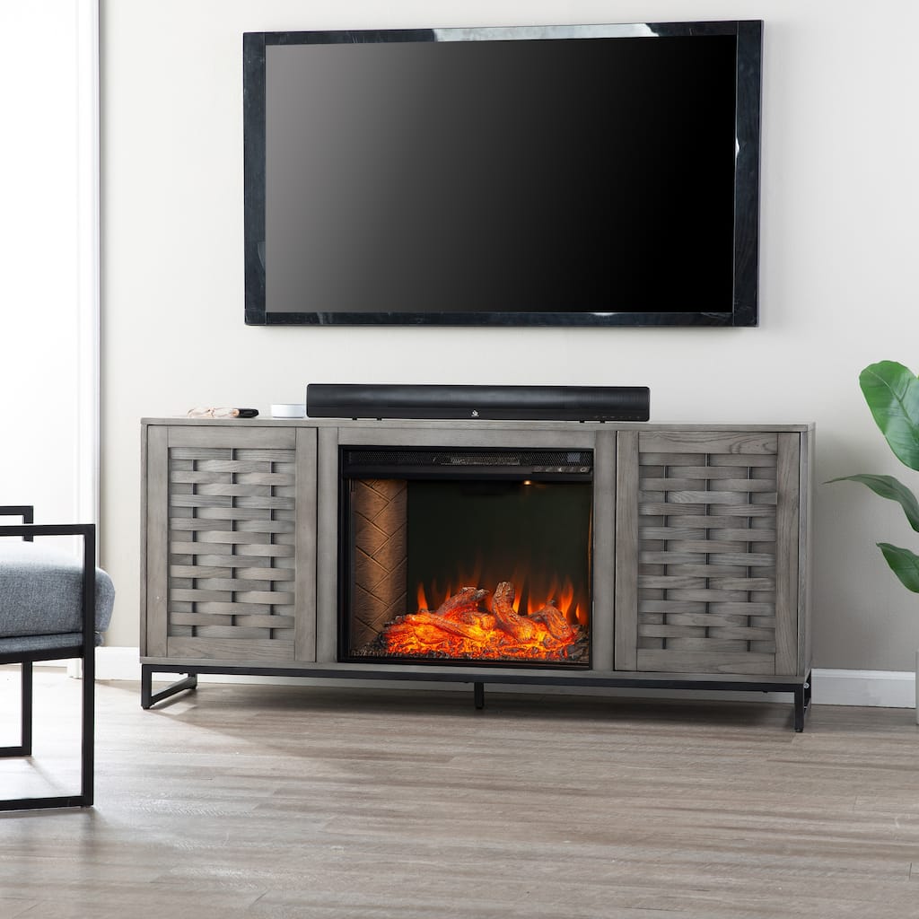 SEI Furniture Akehurst Electric Fireplace TV Stand with Storage