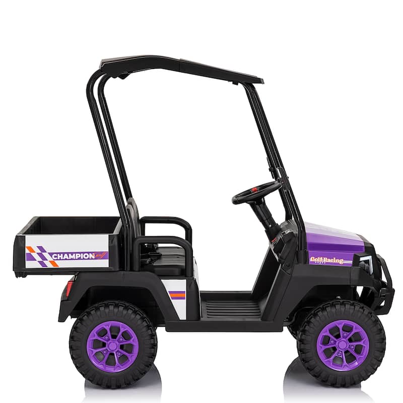 24V XL Kids Electric Ride on Track 20in Wide Seat,Removable Sunshade, Dual-Motor Drive,4-Wheel Spring Suspension,age:3-8