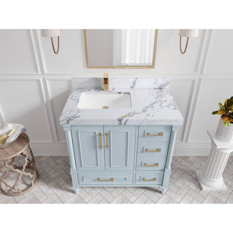 Willow Collections 36 in. W x 22 in. D Aberdeen Left Offset Sink Bathroom Vanity with Countertop
