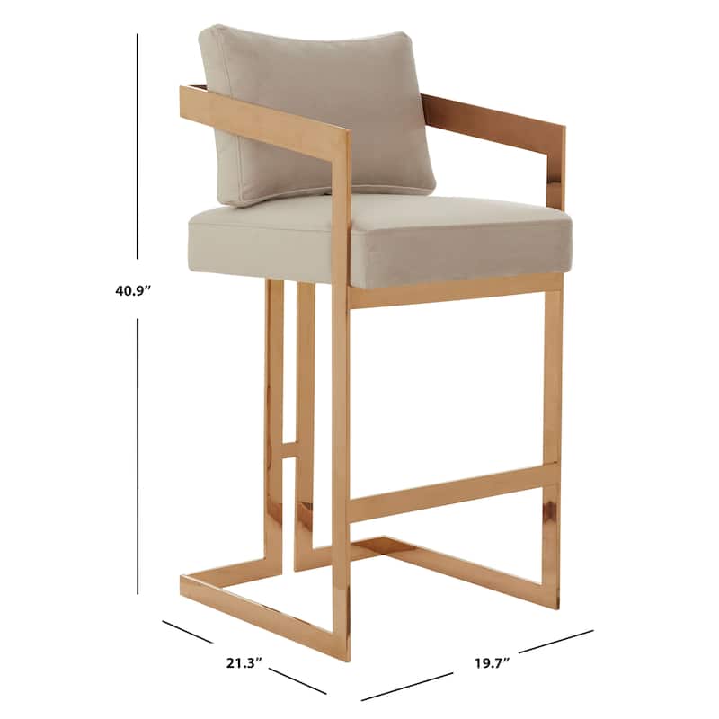 SAFAVIEH Couture Maricela Glam Almond Velvet Commercial Grade Bar Stool - 20Wx21Dx41H