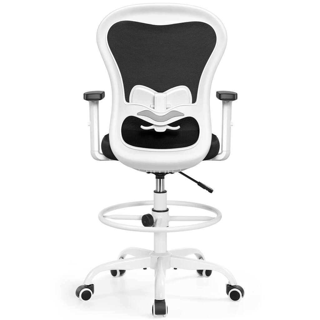 Drafting Chair Ergonomic Tall Office Chair, High Back Desk Chair w/Footrest Ring Lumbar Support, Executive Swivel Task Chair