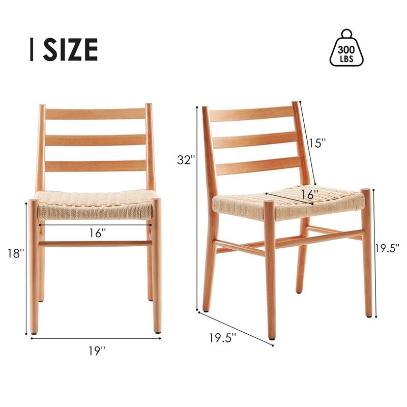 Modern Dining Chairs Woven Rope Seat with Sturdy Metal Frame (Set of 2)