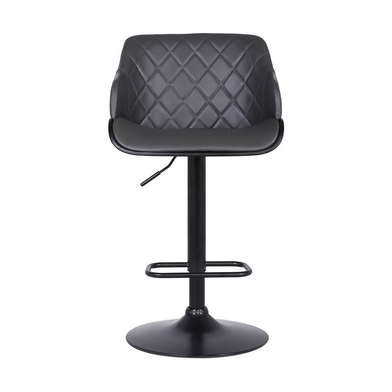 HomeRoots 44" Gray Faux Leather And Iron Swivel Adjustable Height Bar Chair - 21