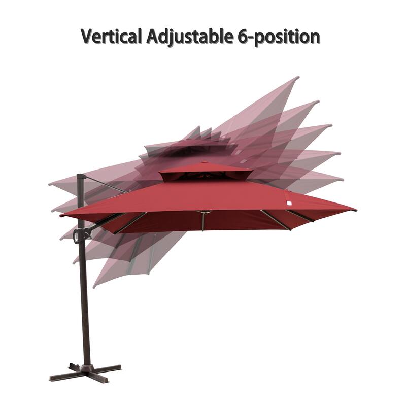 Pellebant 10 X 10 Ft Patio Offset Umbrella with Double Top