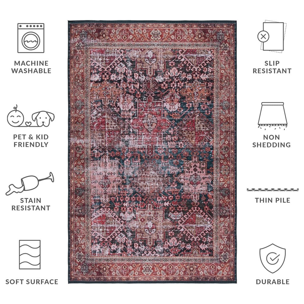 SAFAVIEH Tucson Machine Washable Slip Resistant Gena Oriental Rug