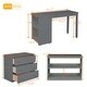 preview thumbnail 5 of 52, Study Loft Bed with Storage Cabinet, Rolling Portable Desk and 2-Tier Bookshelf, Wood Low Loft Bedframe for Kids Teens Adults
