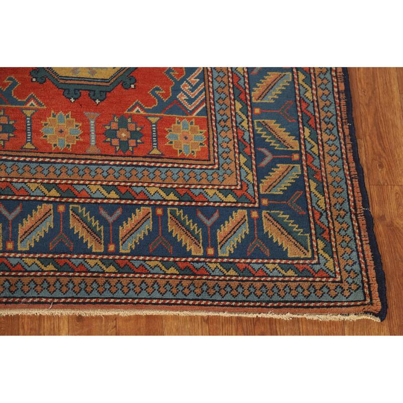 Hand Knotted Oriental 100% Wool Carpet Traditional Tribal Oranges & Rust Kazak Area Rug - 6' 9'' X 4' 11''