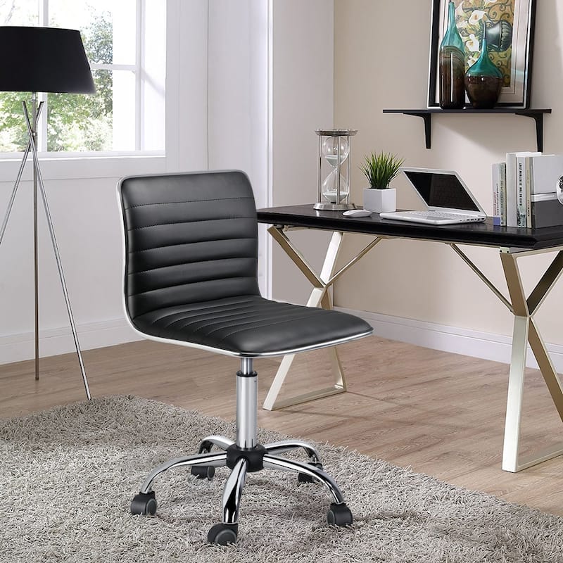 Yaheetech Foam Task Chair with Swivel and Faux Leather Office Chair - Black