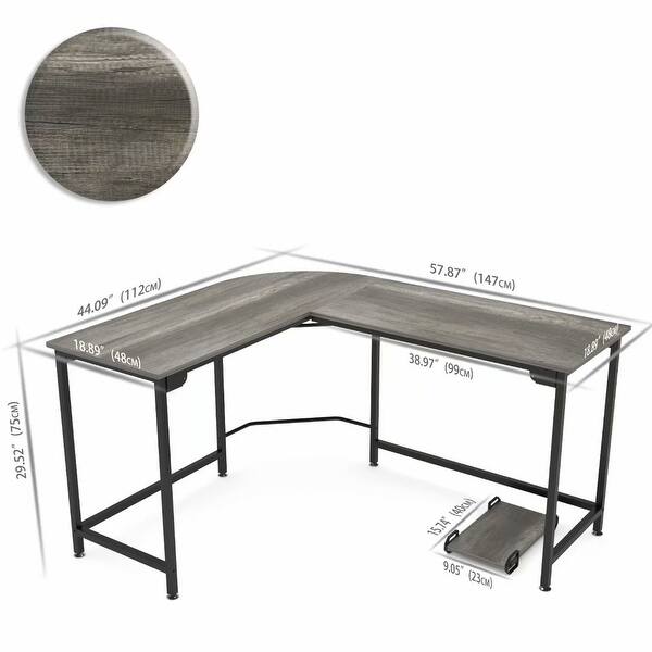 Shop L Shaped Computer Desk Wood Steel Laptop Table Writing