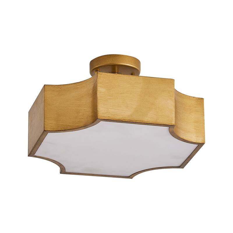 Classic Gold Metal 3-Light Semi-Flush Mount Ceiling Light