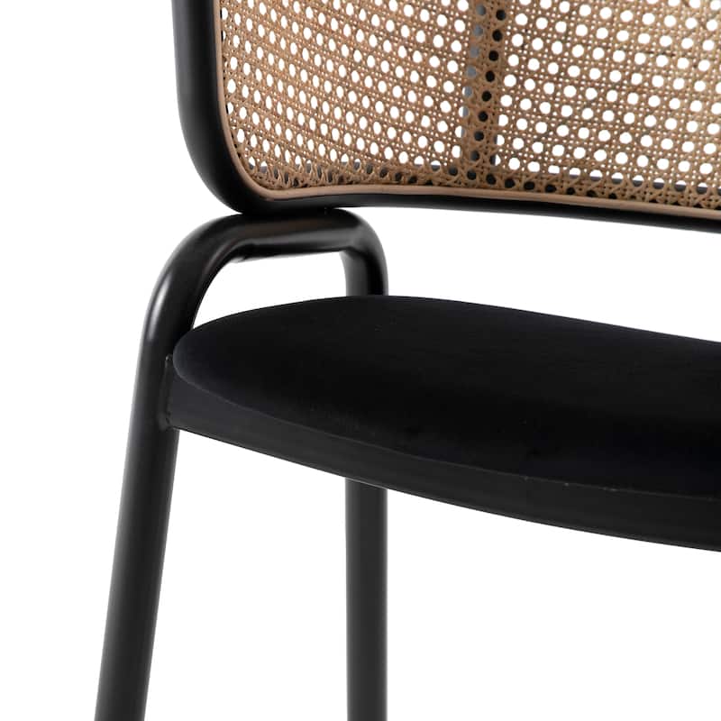Ervilla Modern Mid-Century Velvet Upholstery Powder-Coated Steel Legs Dining Armchair with Plastic Floor Protectors