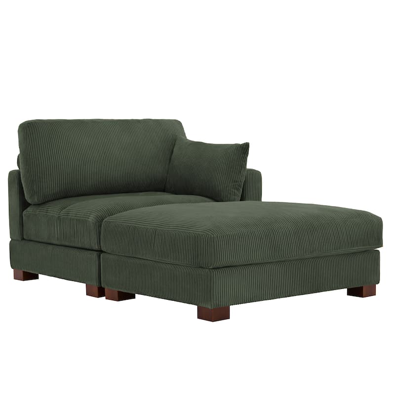 Modern 43'' Corduroy Comfy Sectional Chaise Lounge with Pillow