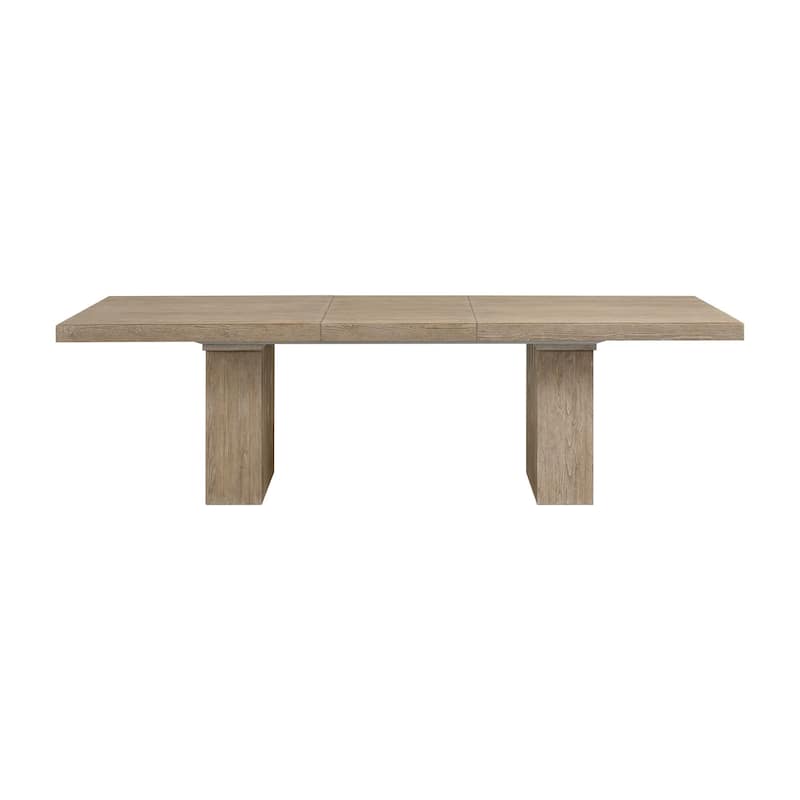 Nash 42" Solid Wood Dining Table with Leaf, Weathered Sand
