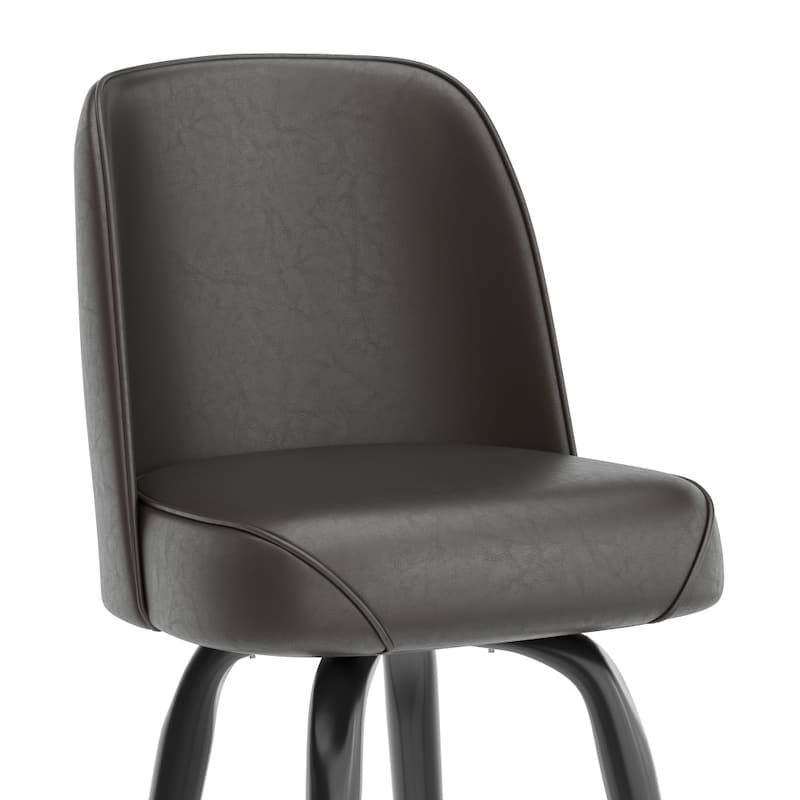 2 Pack Metal Barstool with Swivel Vinyl Upholstered Bucket Seat and Footrest - 18.5"D x 18.5"W x 42.5"H
