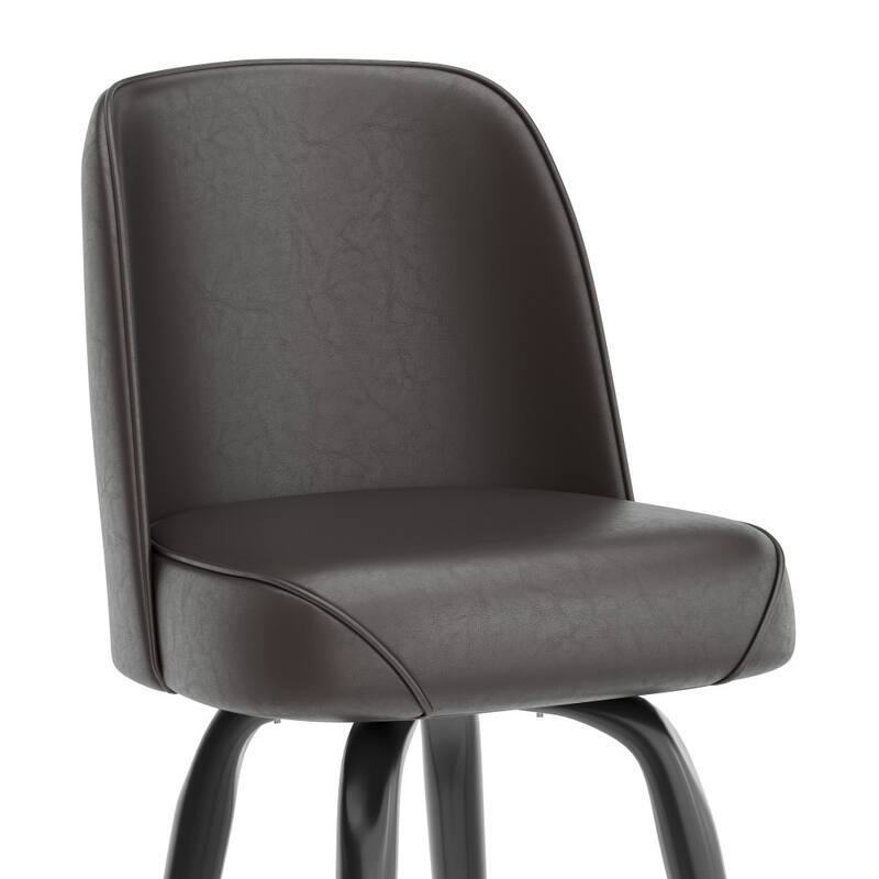 Metal Barstool with Swivel Vinyl Upholstered Bucket Seat and Footrest - 18.5"D x 18.5"W x 42.5"H