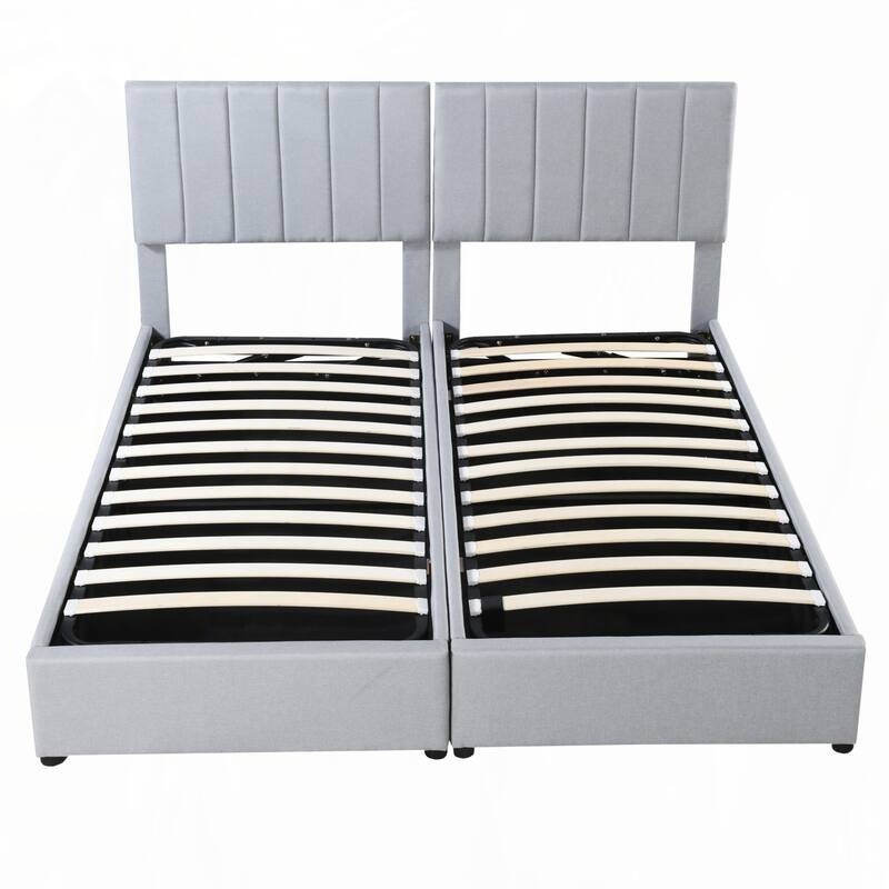 King Size Upholstered Platform Bed with a Hydraulic Storage System, Gray