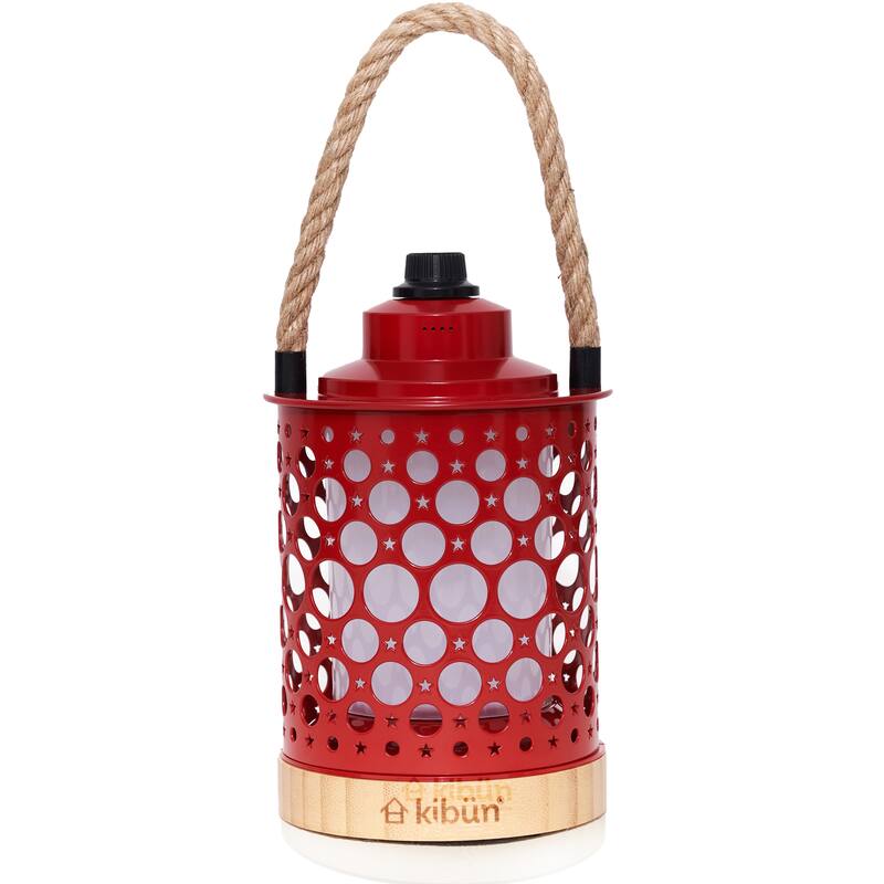 Kibun by Bulbrite Stargaze Cordless LED Outdoor Table Lamp with Dimmer, 3-Level Brightness with Dual Power Source - Red