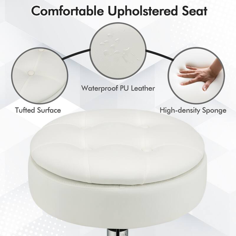 Costway Set of 4 Adjustable Vanity Stool Swivel Storage Makeup Chair - See Details