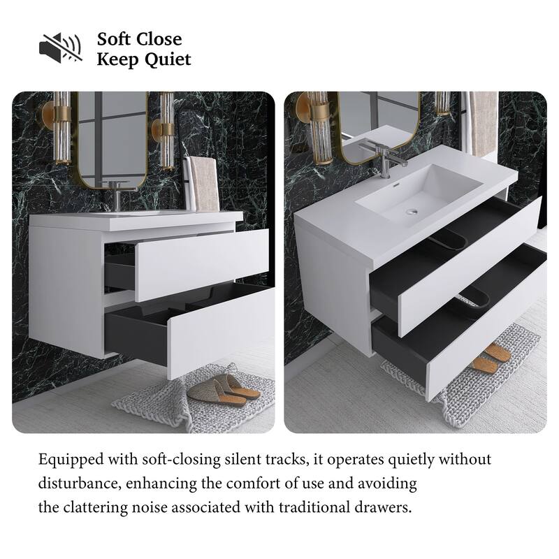 Floating Bathroom Vanity with Integrated Resin Top