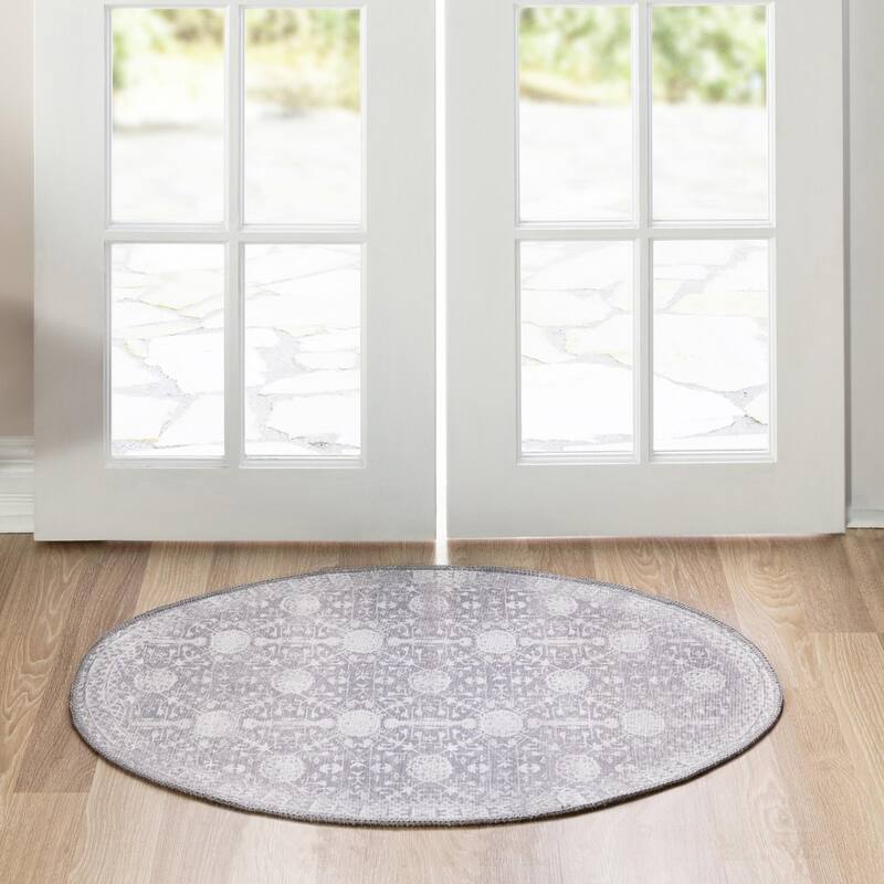 Transitional Rine Collection Area Rug - 2'x3'1" Oval - Gray
