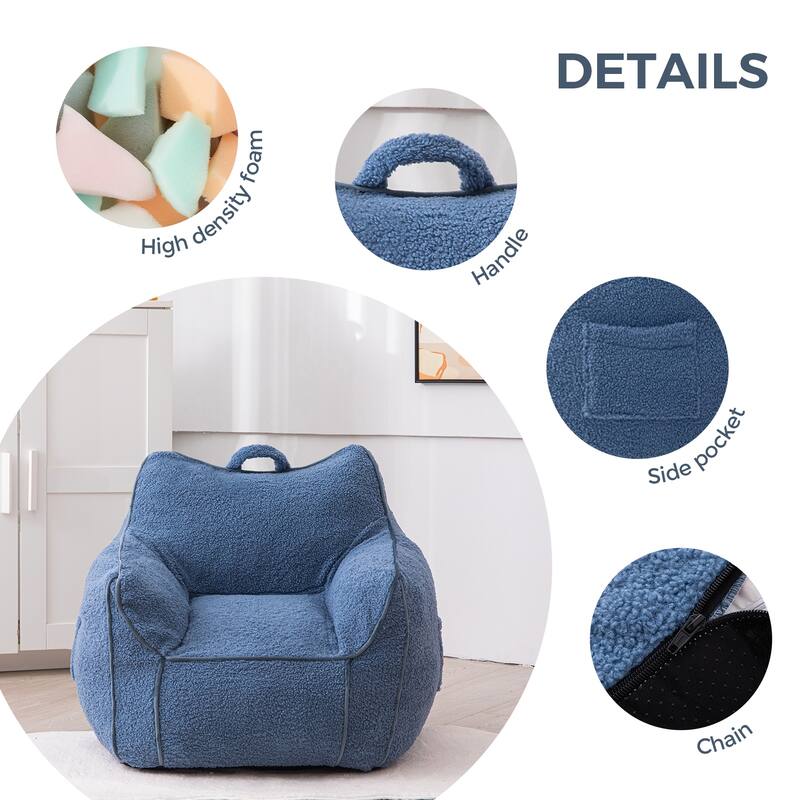 Kids Bean Bag Chair,Sherpa Bean Bag Sofa Couch with Decorative Edges