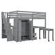 preview thumbnail 79 of 110, Twin/Full Size Loft Bed with Storage Staircase, Wardrobe and Desk, Solid Wood Loft Bedframe with 2 Storage Drawers and Shelves