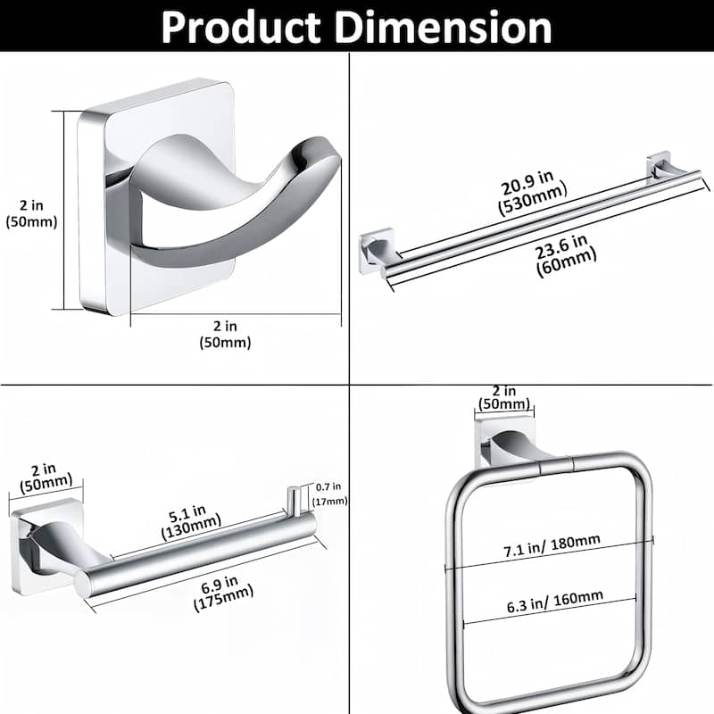 Wall-Mount 5 -Piece Bath Hardware Set