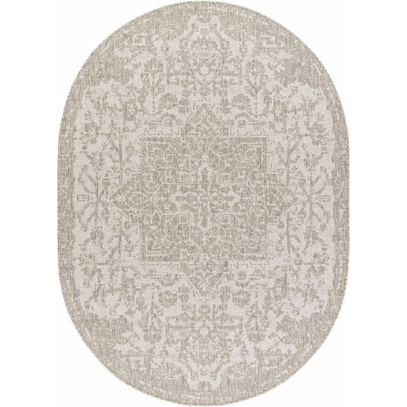 Hauteloom Canadian Living Room, Bedroom Patio Outdoor Area Rug - Gray, Medium Gray, Peach - 2' x 2'11"