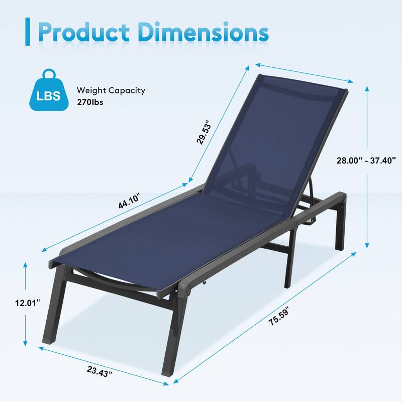 2-piece 5-Position Reclining Folding Lounge Chair – Adjustable Backrest & Portable Relaxation