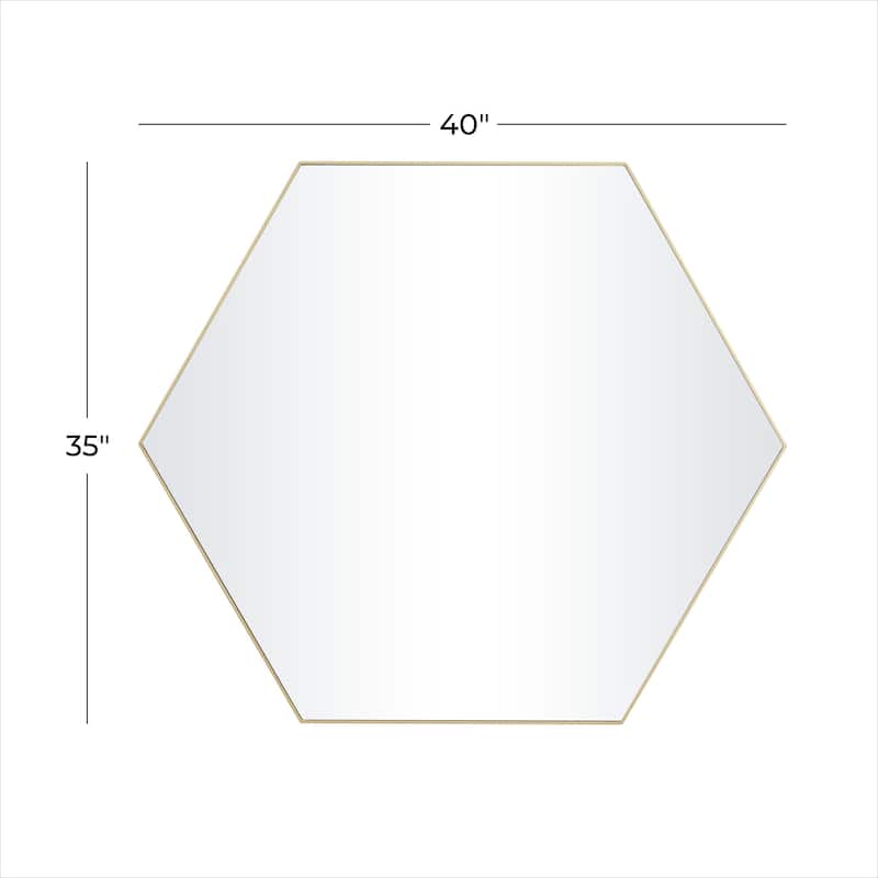Wooden Hexagon Room Wall Mirror with Thin Minimalistic Frame - Black or Gold - CosmoLiving by Cosmopolitan