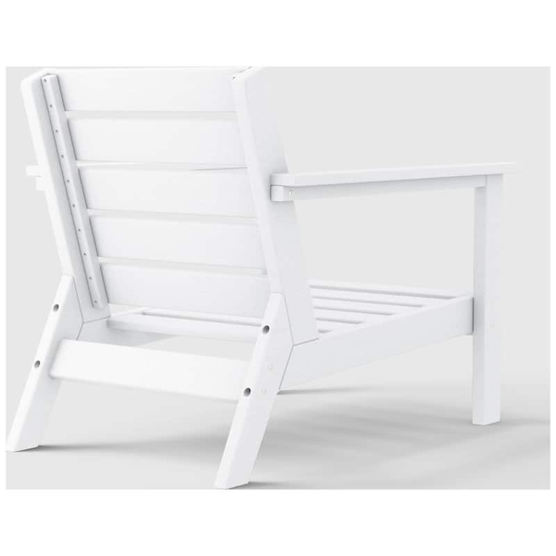 Birchwood All Weather HDPE Outdoor Patio Deep Seating White Club Chair With Cushions (1-Piece)
