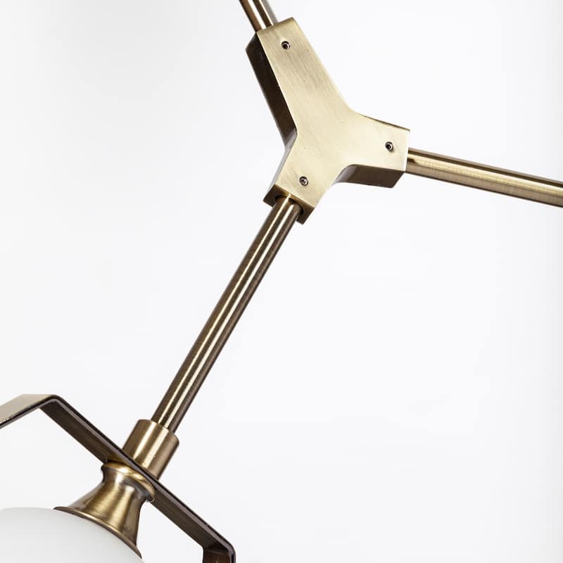 Desousa II (33.9"L x 8.8"W x 28"H) Champagne Metal Multi-Arm Three Light Chandelier - 33.9L x 8.8W x 28.0H