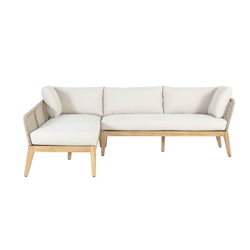 Cypress Teak Wood 2-piece Left Arm Chaise Outdoor Sectional